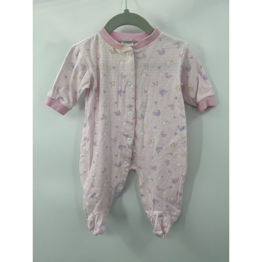 Vintage OshKosh Baby B'Gosh 90s Striped Graphic Print 3 months Romper Flawed
